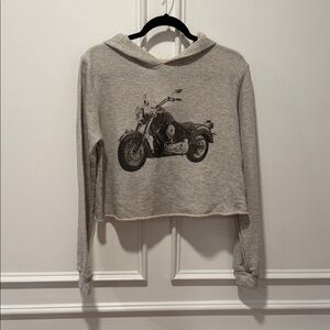 Vintage Havana Gray Cropped Hoodie Size L Motorcycle Graphic Made in USA
